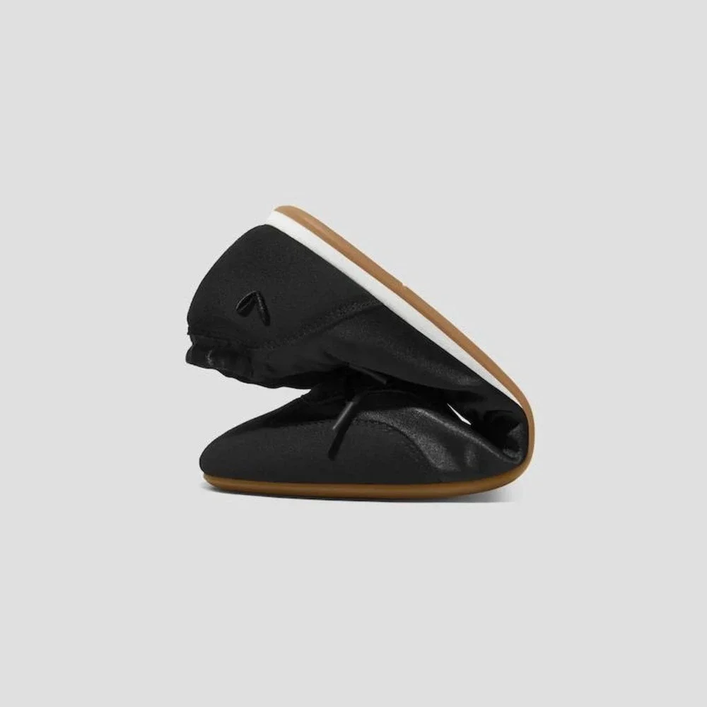 VIVAIA Yanka Black Satin Round Toe Ribbon Lace Sneakerina EU 37 US 6.5 NEW